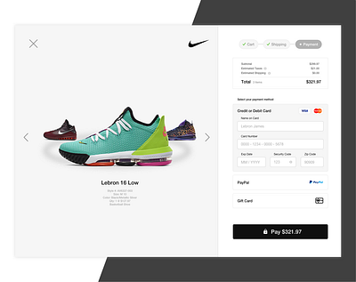 Daily UI #002 | Credit Card Checkout (Nike - Concept) credit card checkout nike uidaily002 uidailychallenge