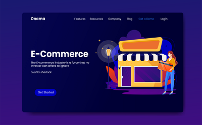 E-commerce landing page template with shop and woman design app background banner business buy buyer character commerce commercial concept credit design exercise flat girl health illustration illustrator lifestyle minimal