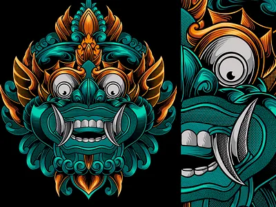 barong artwork art artwork bali barong culture design drawing graphic graphic art illustration illustrator masked ornament