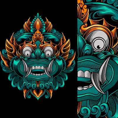 barong artwork art artwork bali barong culture design drawing graphic graphic art illustration illustrator masked ornament
