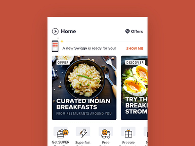 The New Swiggy! 3d after effects animation card design food morph motion onboarding prototype swiggy ui update ux walkthrough