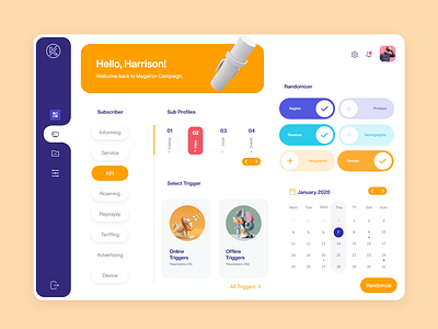 Poll Designer Dashboard - MegaFon account analytics calender clean company creative dashboard design fresh interface marketing minimal overview product design strategy ui