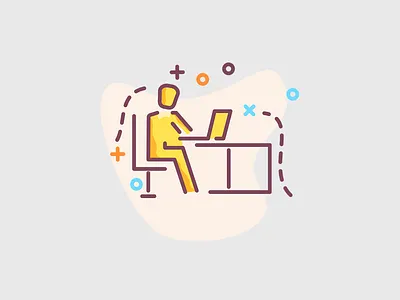 Computer working man - illustration business business man computer computer art computers creative creative it design icon design innovation it process technology work work space working working process working space workspace