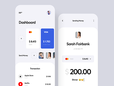 Mobile Banking App 2020 app bank app banking app budget business card card cost credit card dashboard bank finance finance app inspiration ios mobile sending money transaction transfer app ui ux