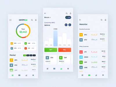 CryptON app crypto crypto exchange cryptocurrency design element illustration mobile mobile app ui ux white whitepaper