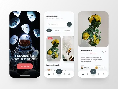 NFTs Marketplace Mobile App art astronoud crypto design marketplace mobile app mobile design nature nft nfts ui ui design uiux