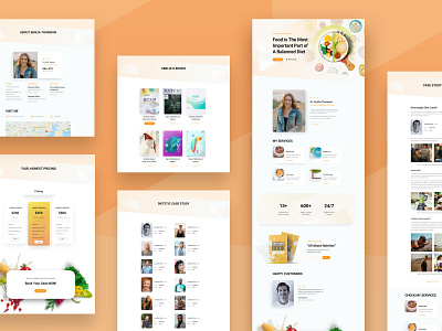 Dietician: FREE Nutritionist Layout Bundle for SP Page Builder about books case study colorful dietician free template health layout medical nutritionist pricing services team page template trendy uidesign web layout webdesign website
