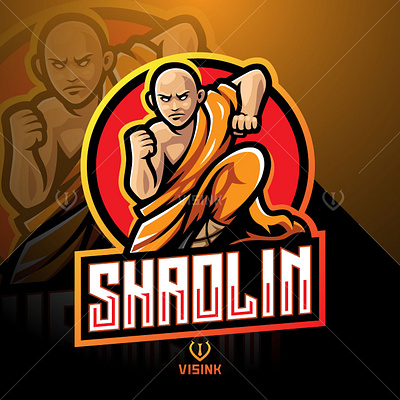 Shaolin esport mascot logo design branding design esport esports game design graphic design illustration knight logo mascot logo monk