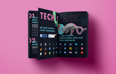 Neon Treehouse Partner Brochure | 3 adobe illustrator adobe photoshop animals bold brochure collage corporate editorial graphic design layout neon print psychedelic retouch retrowave typogaphy