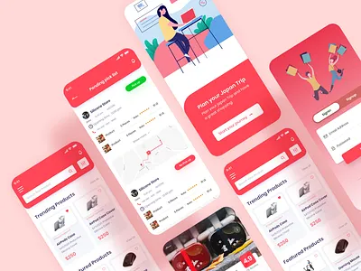 Japan Tourist E-commerce app UI animation branding creative design flat illustration illustrator minimal typography ui