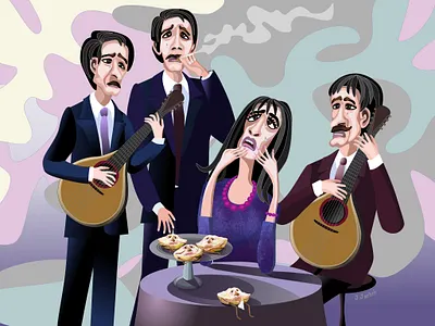 Fado singer and cream puffs 👩‍🎤 🎸 🥧 bon voyage character character design digital digital art digital painting fadista flat illustration magazine illustration mural design musicians poster design singer singers travel illustration vector art vector illustration vector painting