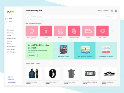 Ebay Re-Design adobexd app branding dailyui dashboard design desktop ebay portal sketch ui ux