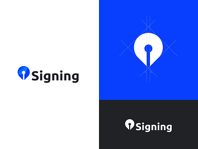 Electronic signature platform logo branding flat logo