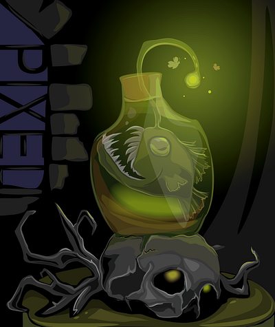 Angler in a bottle angler dark skull