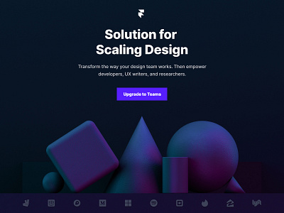 Framer – Teams Page. 3d 3d model dark mode dark ui design framer illustration landing design landing page landing page design neon light page product design render ui ui design ux web design webdesign website