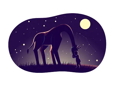 Ioana and giraffe animal baby constellation cosmo friendship giraffe moon nature night sky stars wild