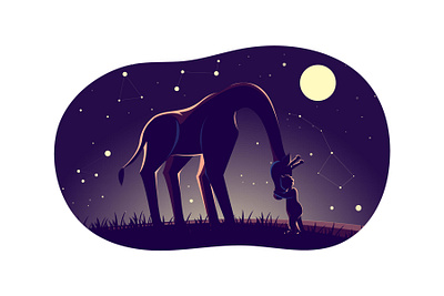 Ioana and giraffe animal baby constellation cosmo friendship giraffe moon nature night sky stars wild