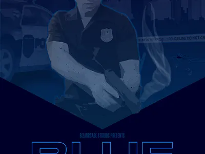 BLUE poster abstract blue gun minimalist movie poster night police poster skyline