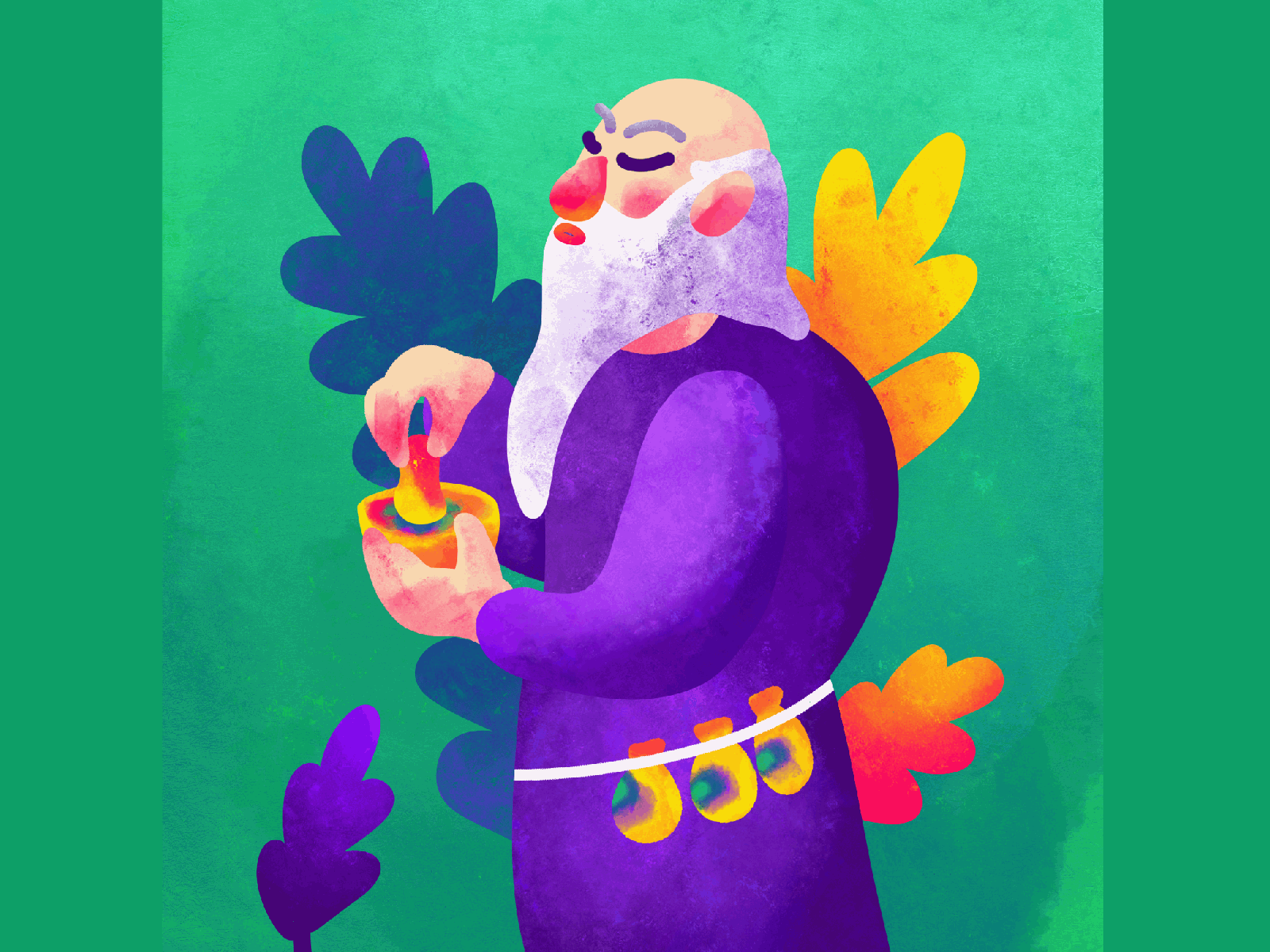 Healer Markus. The VIVO, card game animated gif animation animation 2d character character animation concept design gif gradient graphic graphic design illustration man plants procreate procreate art procreateapp ui web web illustration