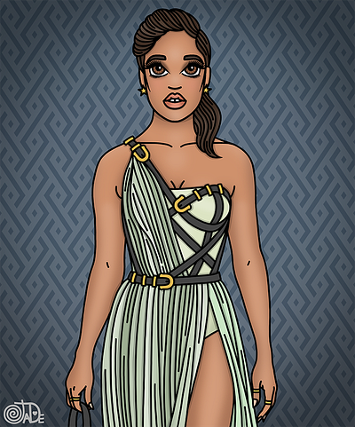 Queen Tessa candy doll club fashion illustration fashion illustrator oscars tessa thompson vanity fair versace