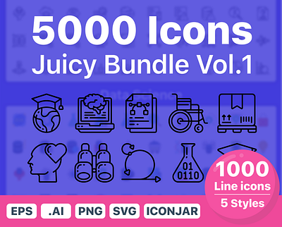 5000 icons in 1 bundle! graphics icon bundle icon design icon sets icons icons pack icons set symbols