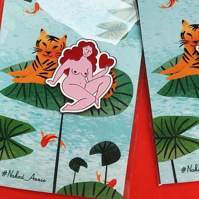 Naked Annie. Pin bloom character design flat flower girl green illustration love naked nature pin tiger vector