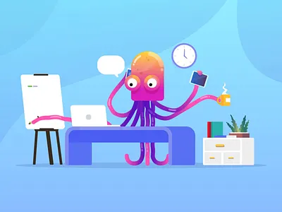 Tasks Were (Ten)Tackled 60fps animation asset explainer explainervideo flat design free illustration free vector gradient graphic high quality illustration loop animation motion motiongraphics octopus tentacles vector vector illustration vibrant