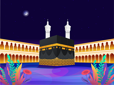 The Kaaba / Al-Kaʿbah color gradient hero image illustration landing page illustration natural wallpaper