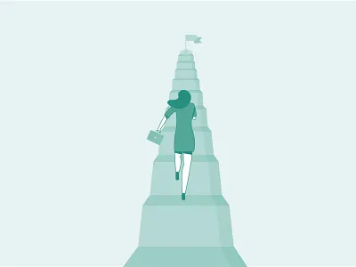 Stairway to success 2020 business woman design dress flat gender gender equality girlpower illustration illustrator power woman stairs stairway ui ux vector woman woman illustration