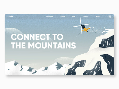 Ski Resort Illustration blue design illustration landingpage minimal mountains nature noise ski vector website winter