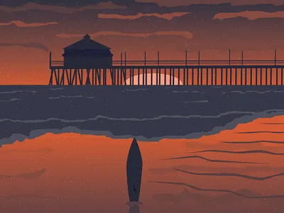 Orange County beach illustration illustrator orange county sunset vector
