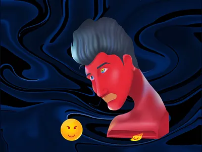 Point of view abstract art blue illustration red