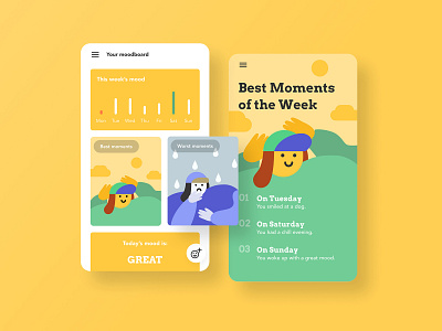 Mood tracker app dailyui happy illustration mito mood sad ui uidesign vector