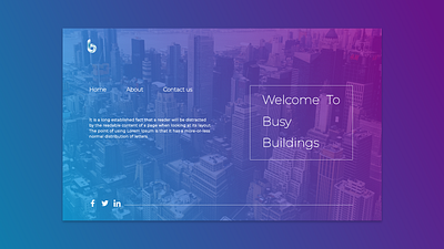 Busy Buildings adobe xd blue and purple design landingpage