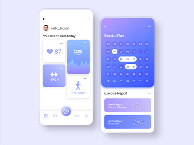 Health Tracking App app branding calendar clean design health healthy mobile ui ux