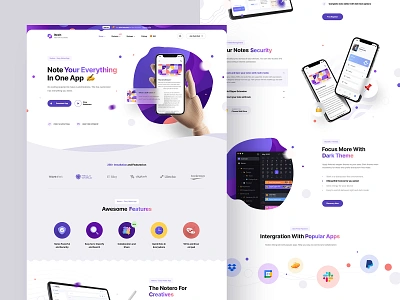 App Landing Showcase - Notes App app app landing envato mobile saas landing sass app sass landing technology themeforest themes ui web design website