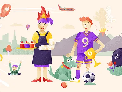 Simplea. Czech insurance company. boy branding character city design dog girl gold green illustration insurance nature