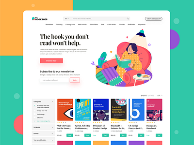 Web UI - Books Website app color design light mode product type ui ui ux ux web