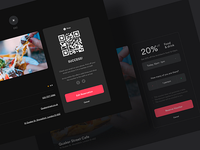 Reserve Voucher barcode dark dark mode edit flat design food invoice night night mode office qr qrcode reciept redeem redemtion resturant scan