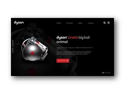 Dyson Landingpage branding design landing page design landingpage product showcase ui ux web website