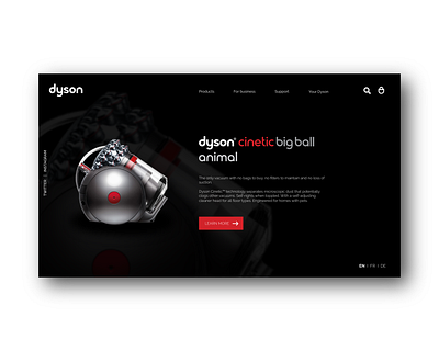 Dyson Landingpage branding design landing page design landingpage product showcase ui ux web website