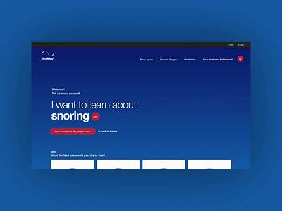 ResMed Index Page animation design homepage mainpage products ui ux web webdesign website