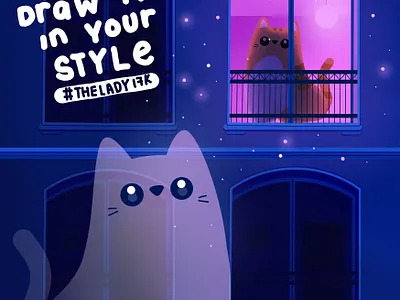 Cat : Draw This In Your Style animal cute design draw draw this in your style drawing graphic happy illustration kid kitten kittens pastel