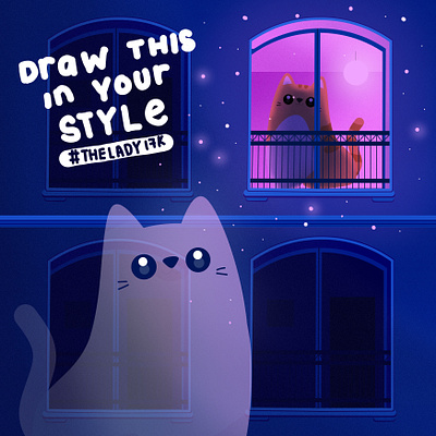 Cat : Draw This In Your Style animal cute design draw draw this in your style drawing graphic happy illustration kid kitten kittens pastel