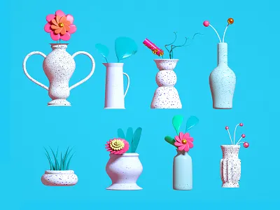 Plants and Vases cinema4d illustration nature plants