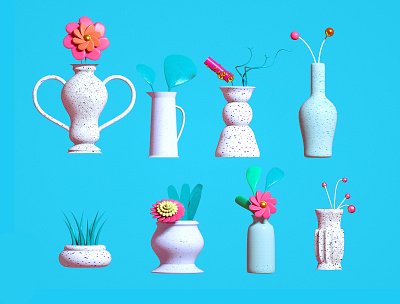 Plants and Vases cinema4d illustration nature plants