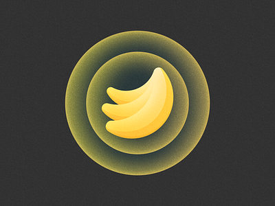 Banana! 3d app banana banane brand branding bubble figma fruit glow grain grainy icon illustration logo logo design mark noise symbol yellow