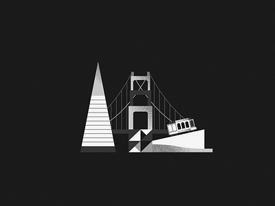 City city golden gate illustration tram vector