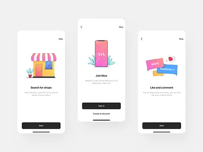 Onboarding app branding gradient illustration ios mobile onboarding sketch social store ui ux vector