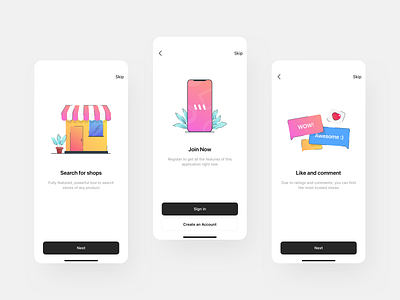 Onboarding app branding gradient illustration ios mobile onboarding sketch social store ui ux vector